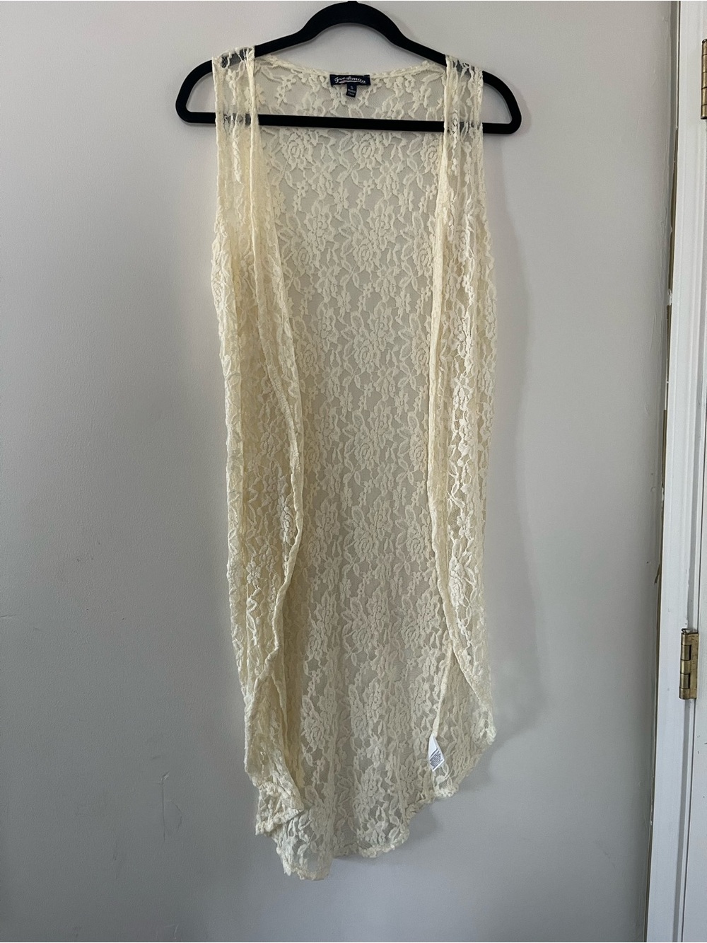 Ivory Lace Duster Vest Cardigan Small Shabby Chic Cottagecore Romantic